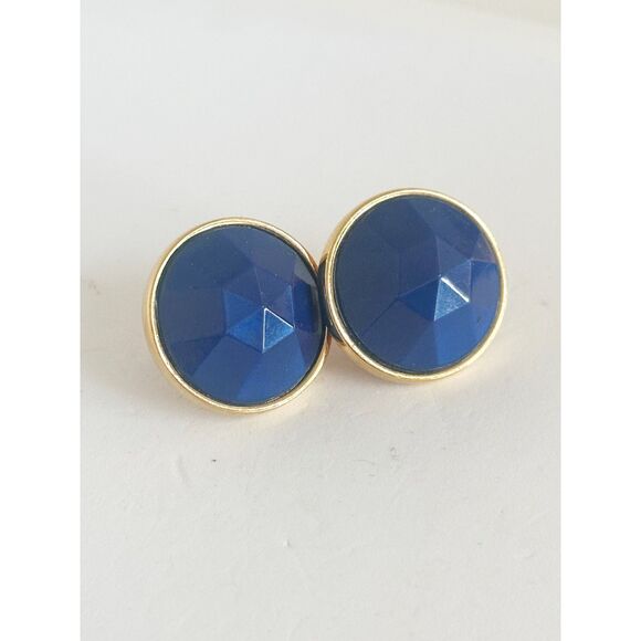 Vintage 1987 Avon Royal Facets Blue Clip On Earrings - Picture 1 of 5